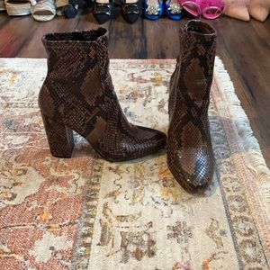 Aldo Brown/Black Snakeskin Heeled Bootie